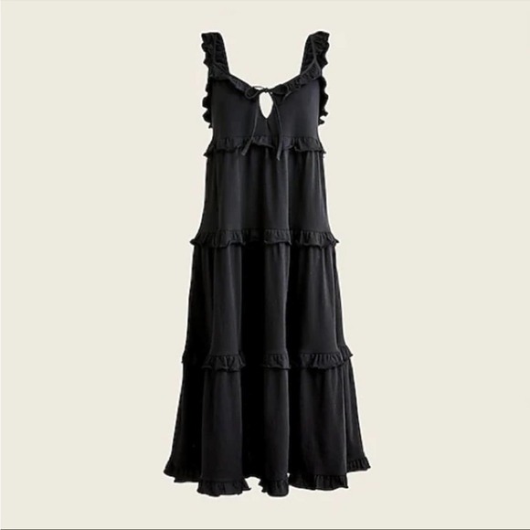 J. Crew Black Tiered Keyhole Midi Dress size XS - Picture 1 of 9